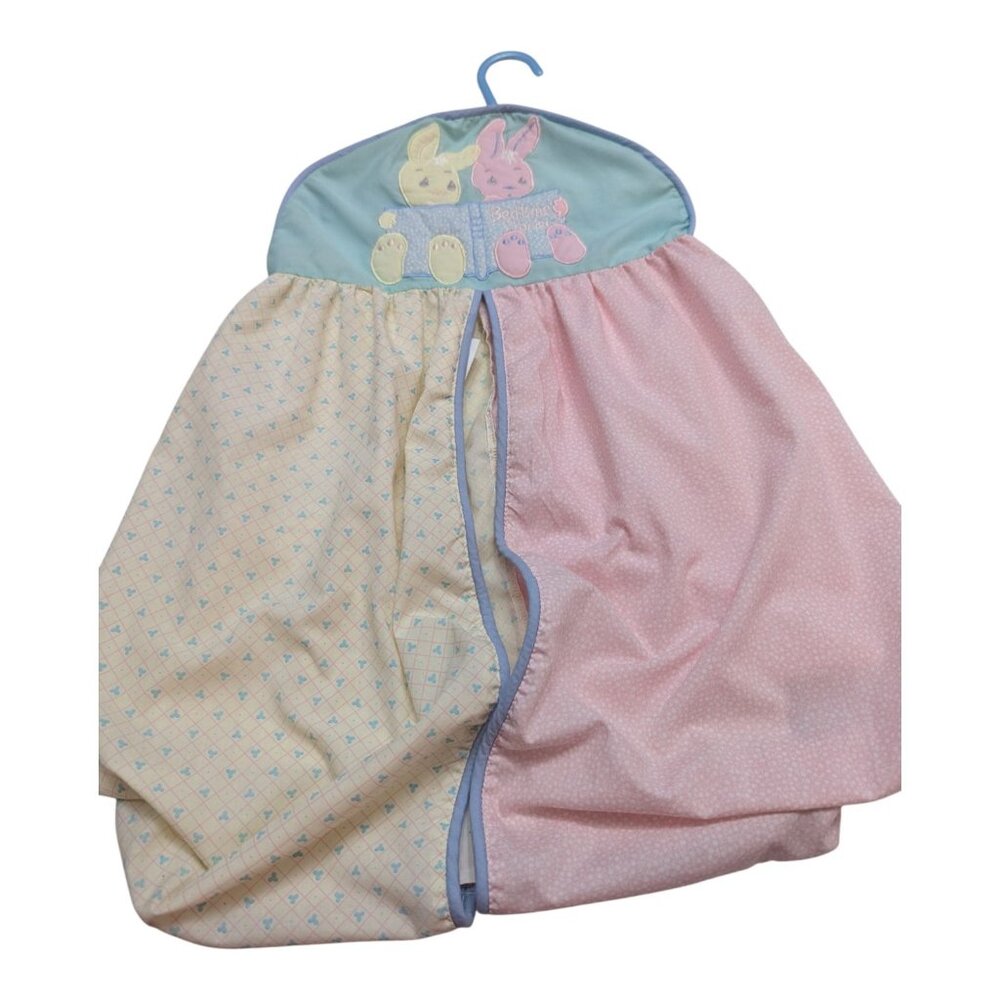 Precious Moments Quiltex Diaper Hanger Pastel Bunnies Bedtime stories nursery